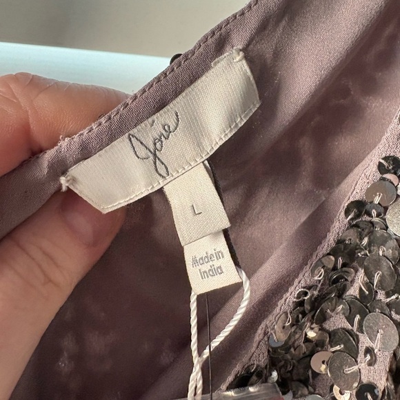 Joie Sequin Top in Vintage Silver Size L – NWT $278 Glam Holiday Party Cocktail - Picture 6 of 7